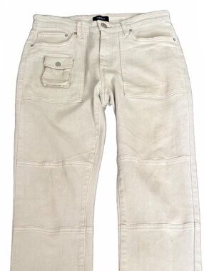 Forever 21 Stacked Skinny Utility Carpenter Jeans Size 32 Cream